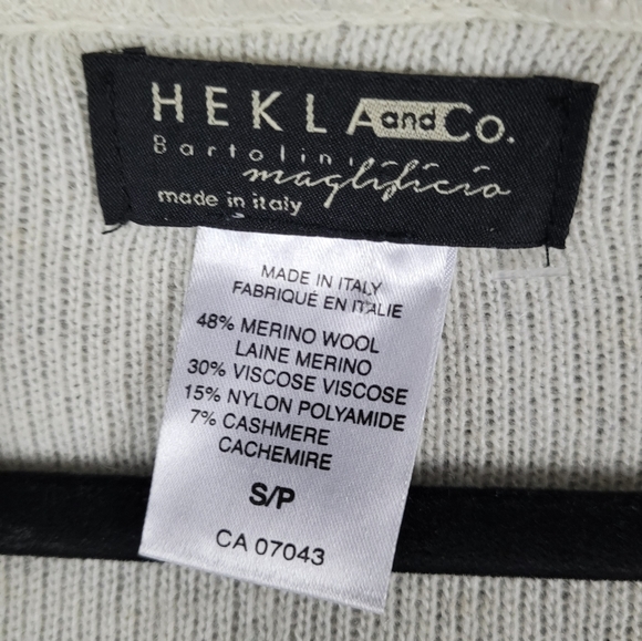 HEKLA & CO. | merino wool cashmere blend open hooded cardigan sweater - Picture 6 of 7